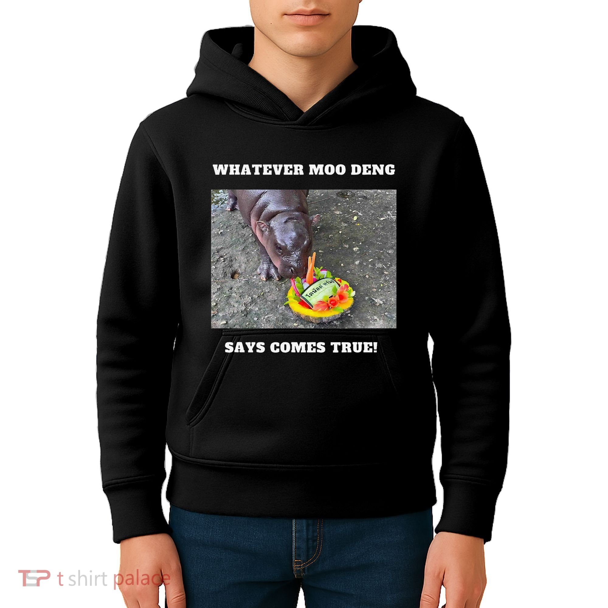Won Thank God Trump Hippo Moo Deng Prediction Greatest Kids Hoodie