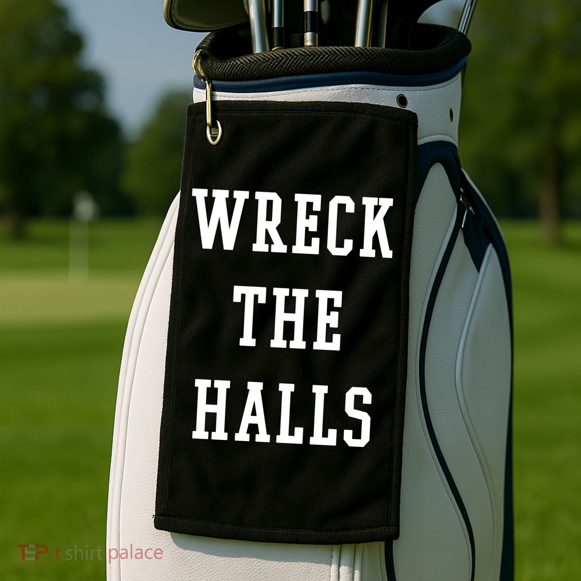 Wreck The Halls Christmas Holiday Golf Towel