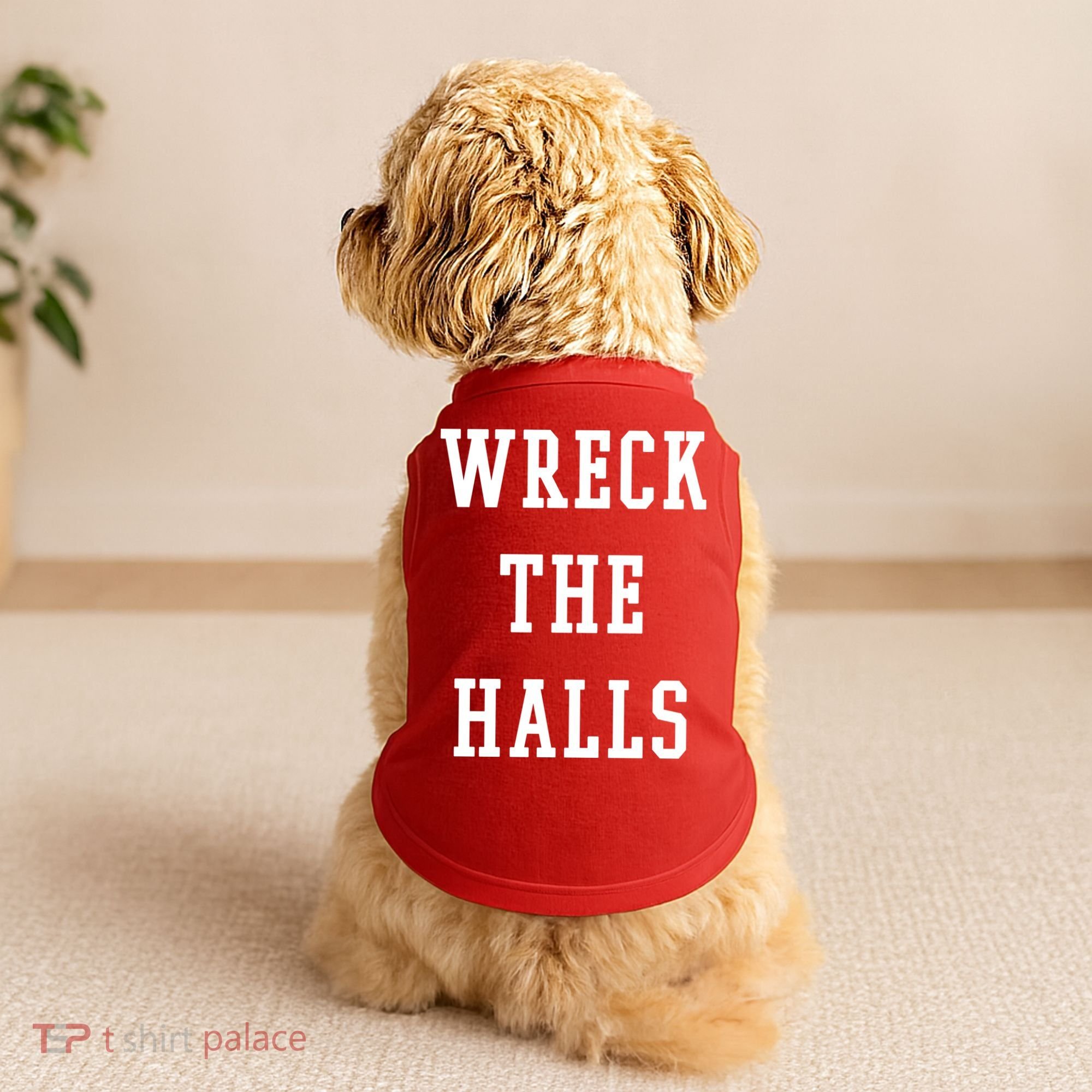 Wreck The Halls Christmas Holiday Doggie Tank