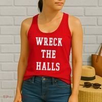 Wreck The Halls Christmas Holiday Women's Tank Top thumb 2