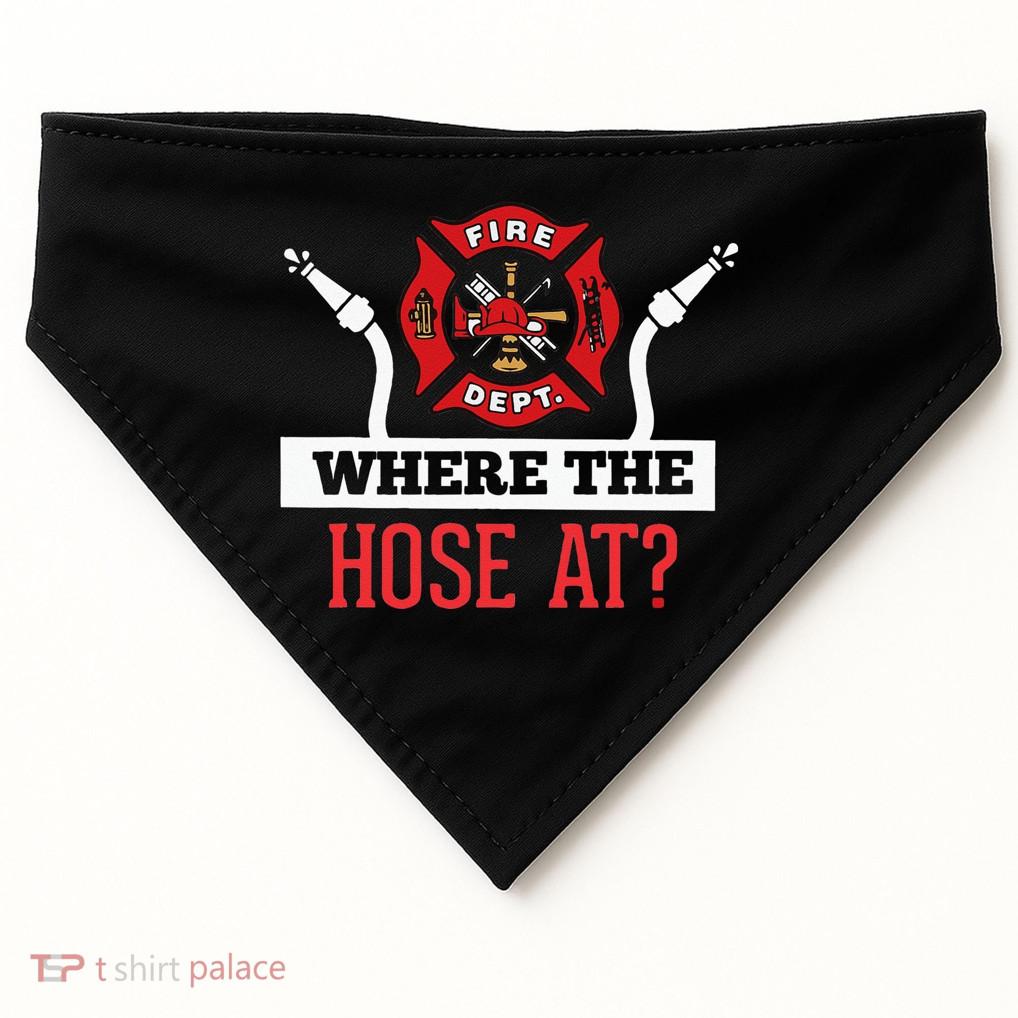 Where The Hose At Funny Firefighter USA-Made Doggie Bandana