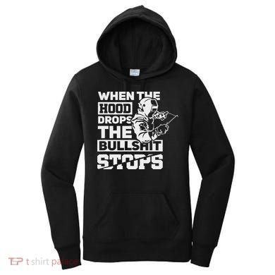 When The Hood Drops Funny Welder Gift Pipeliner Welding Women's Hoodie