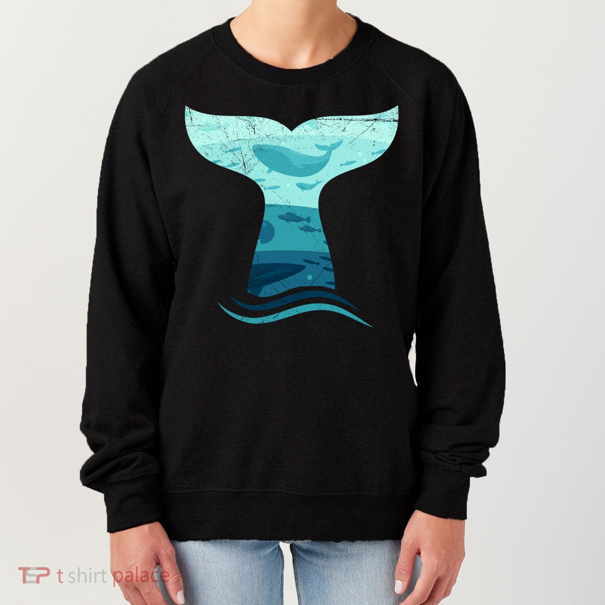 Whale Tail In Waves Orca Ocean Cute Gift Women's Sweatshirt