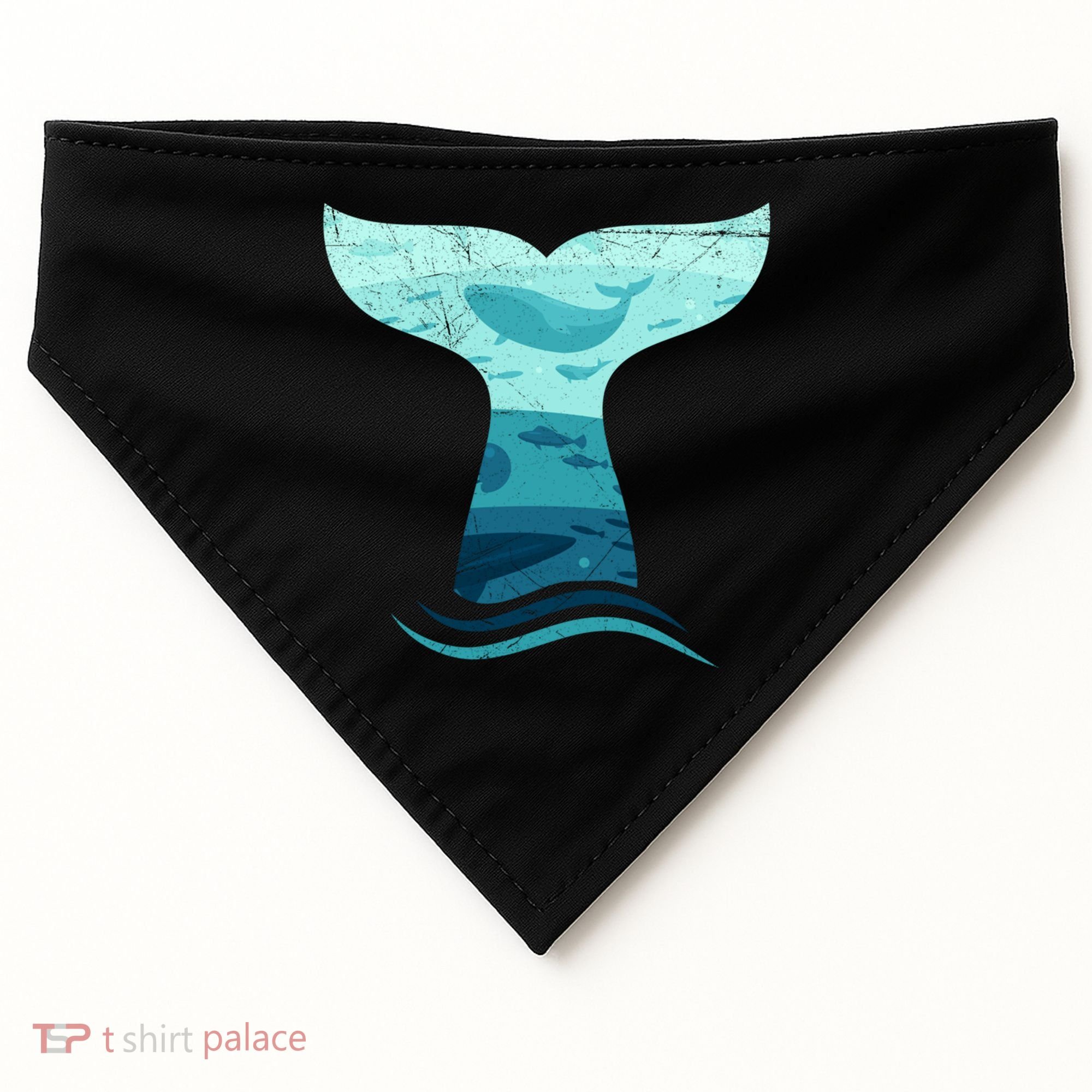 Whale Tail In Waves Orca Ocean Cute Gift USA-Made Doggie Bandana