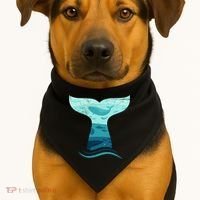 Whale Tail In Waves Orca Ocean Cute Gift USA-Made Doggie Bandana thumb 1