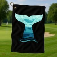 Whale Tail In Waves Orca Ocean Cute Gift Golf Towel thumb 1