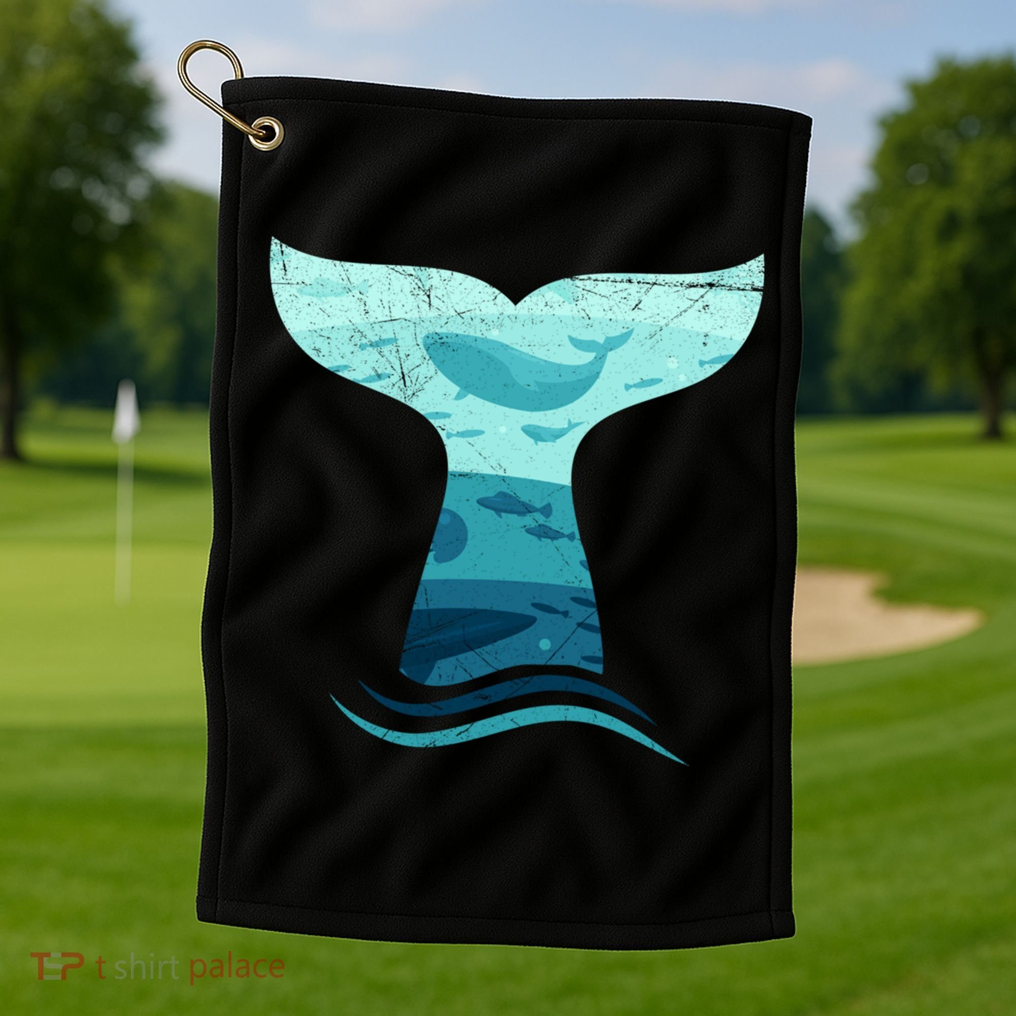 Whale Tail In Waves Orca Ocean Cute Gift Golf Towel