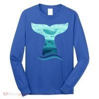 Whale Tail In Waves Orca Ocean Cute Gift Long Sleeve Shirt thumb 0