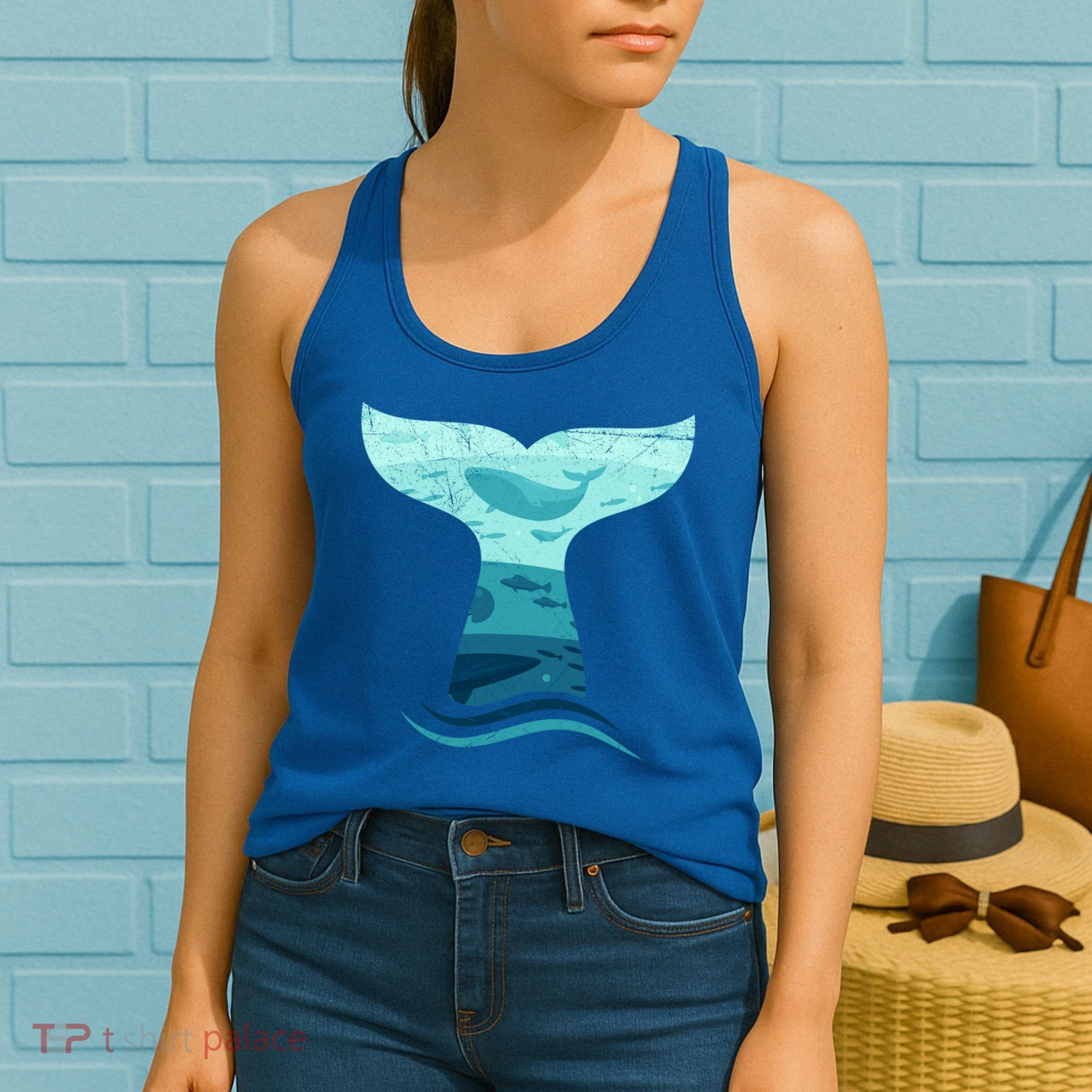 Whale Tail In Waves Orca Ocean Cute Gift Women's Tank Top