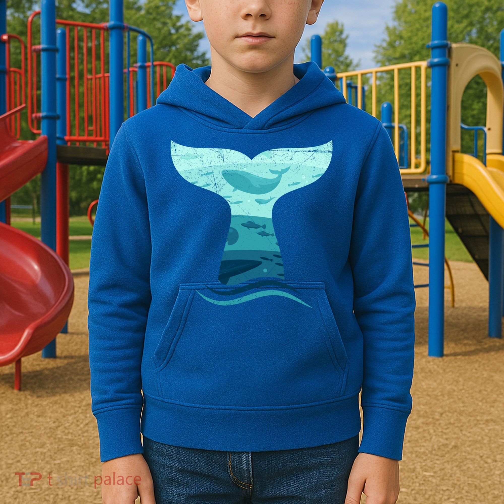 Whale Tail In Waves Orca Ocean Cute Gift Kids Hoodie