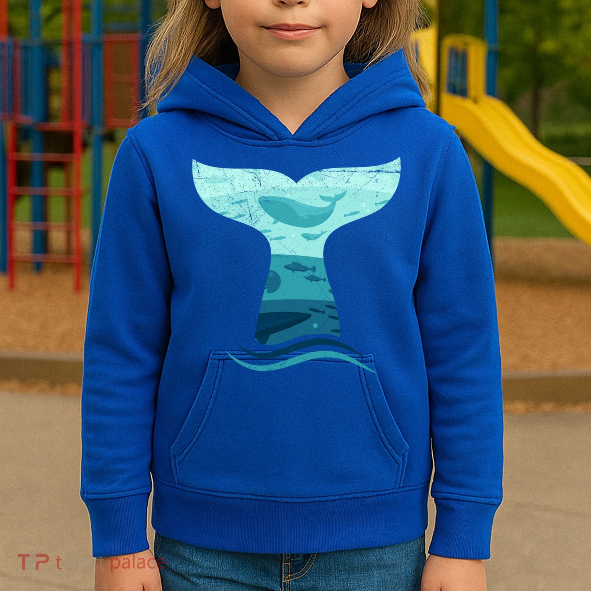 Whale Tail In Waves Orca Ocean Cute Gift Kids Hoodie