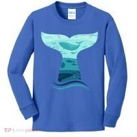 Whale Tail In Waves Orca Ocean Cute Gift Kids Long Sleeve Shirt thumb 0