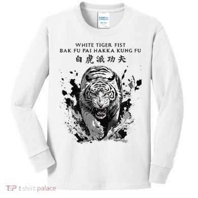White Tiger Kung Fu Bak Fu Pai Kids Long Sleeve Shirt