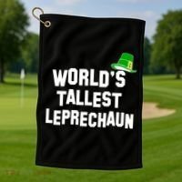 World's Tallest Leprechaun Funny Golf Towel thumb 1