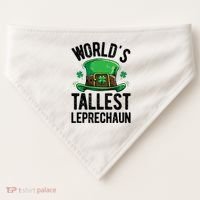 World's Tallest Leprechaun St Patricks Day Funny Gift Meaningful Gift USA-Made Doggie Bandana thumb 0