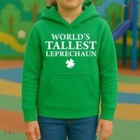 WorldS Tallest Leprechaun Clover Funny St Patricks Day Kids Hoodie thumb 3