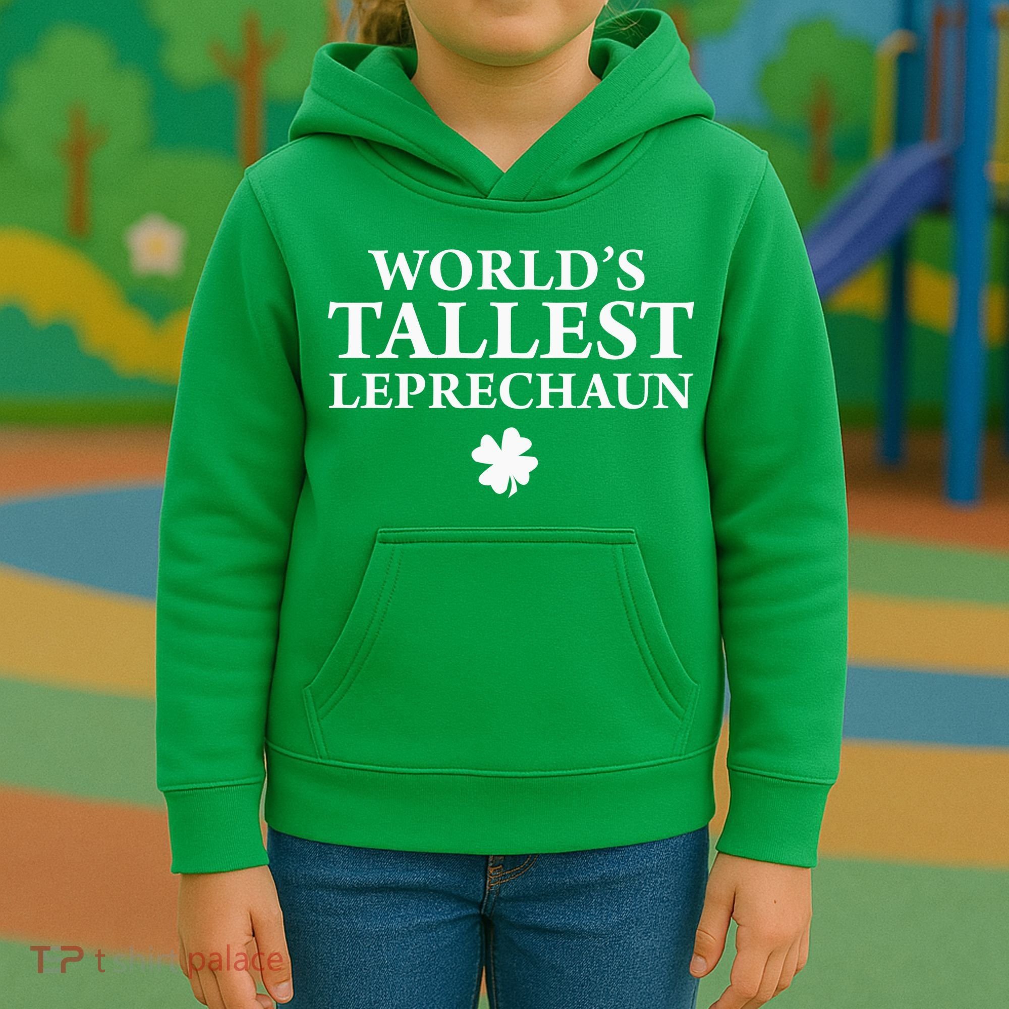 WorldS Tallest Leprechaun Clover Funny St Patricks Day Kids Hoodie