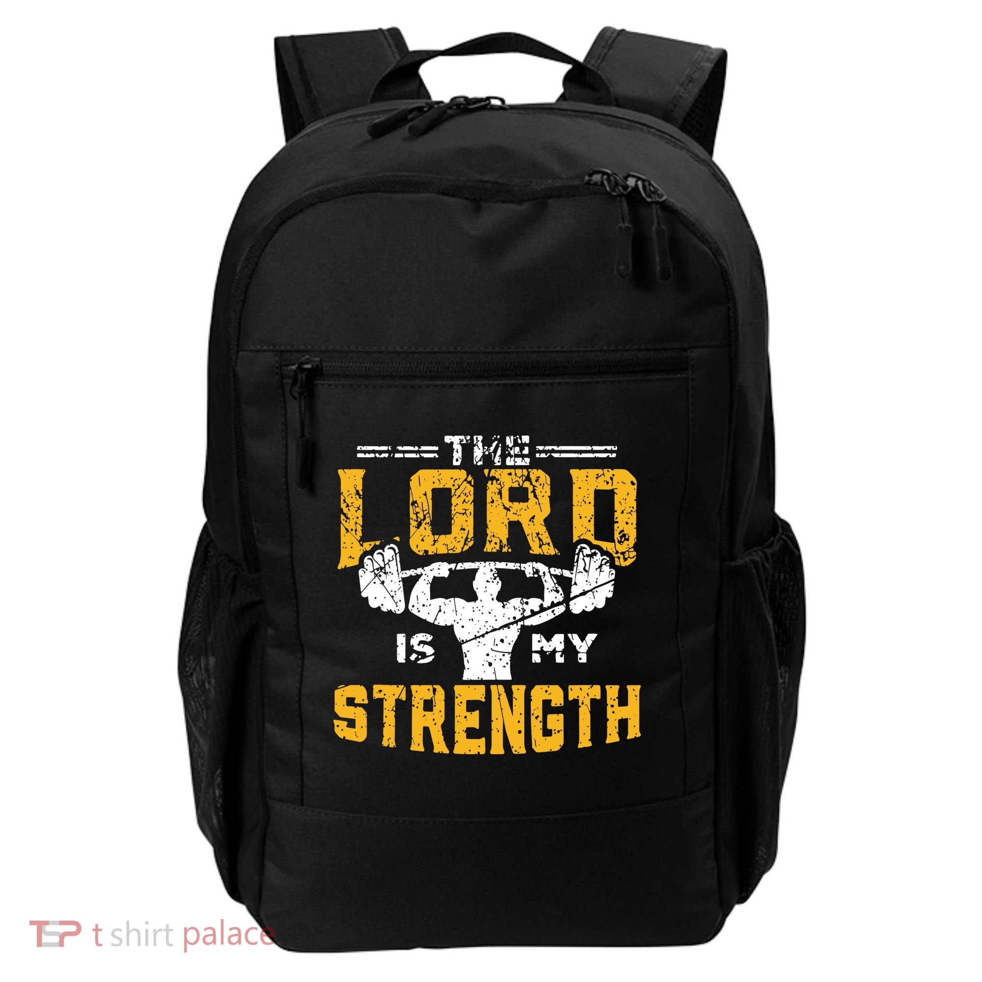 Workout The Lord Is My Strength Funny Christian Gym Backpack