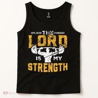 Workout The Lord Is My Strength Funny Christian Gym Tank Top thumb 2