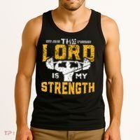 Workout The Lord Is My Strength Funny Christian Gym Tank Top thumb 3