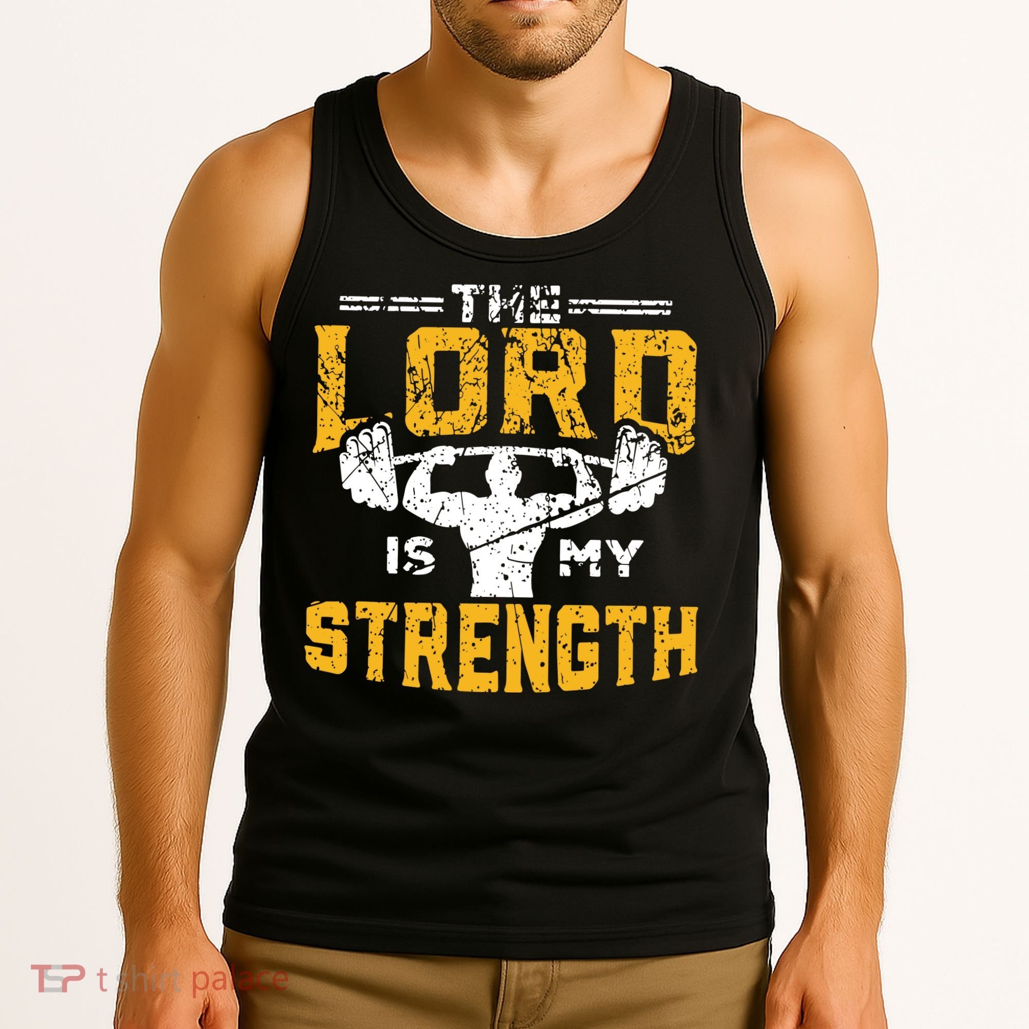 Workout The Lord Is My Strength Funny Christian Gym Tank Top