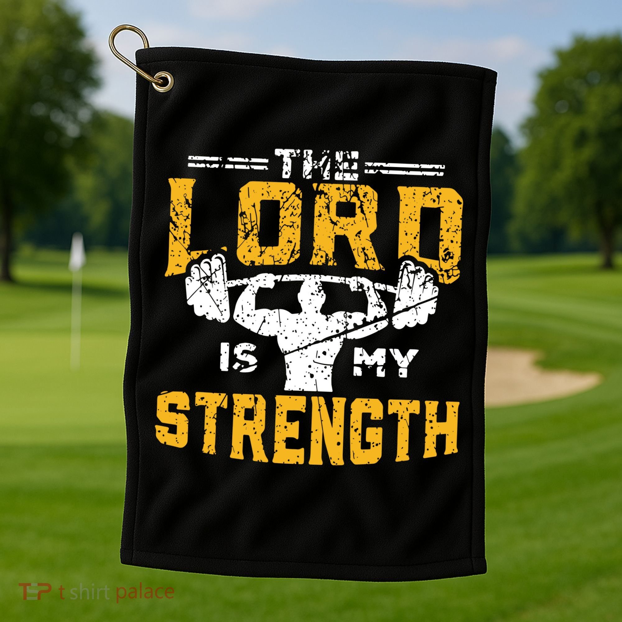 Workout The Lord Is My Strength Funny Christian Gym Golf Towel