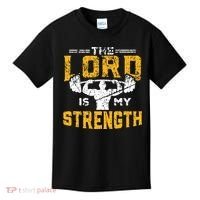 Workout The Lord Is My Strength Funny Christian Gym Kids T-Shirt thumb 0