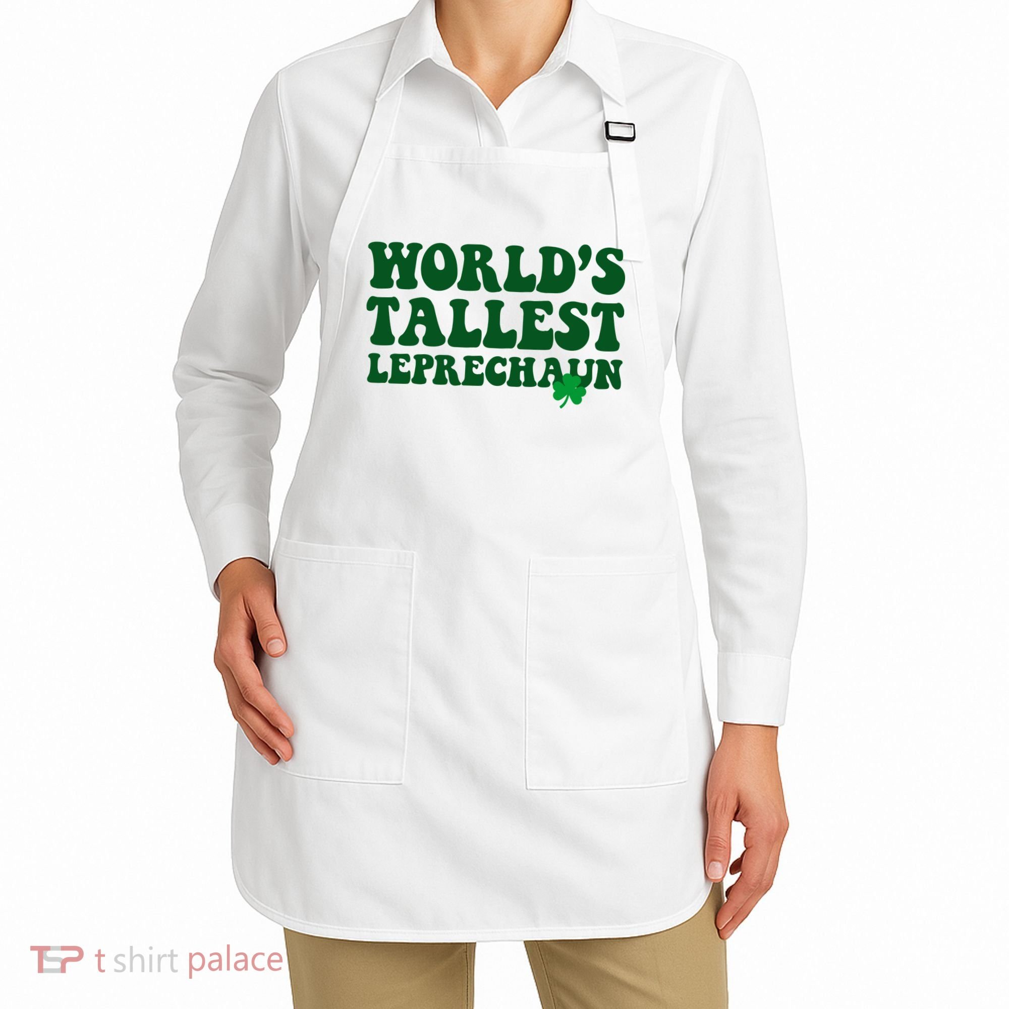 Worlds Tallest Leprechaun St Patricks Clover Apron