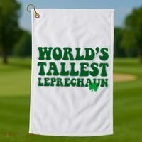Worlds Tallest Leprechaun St Patricks Clover Golf Towel thumb 1