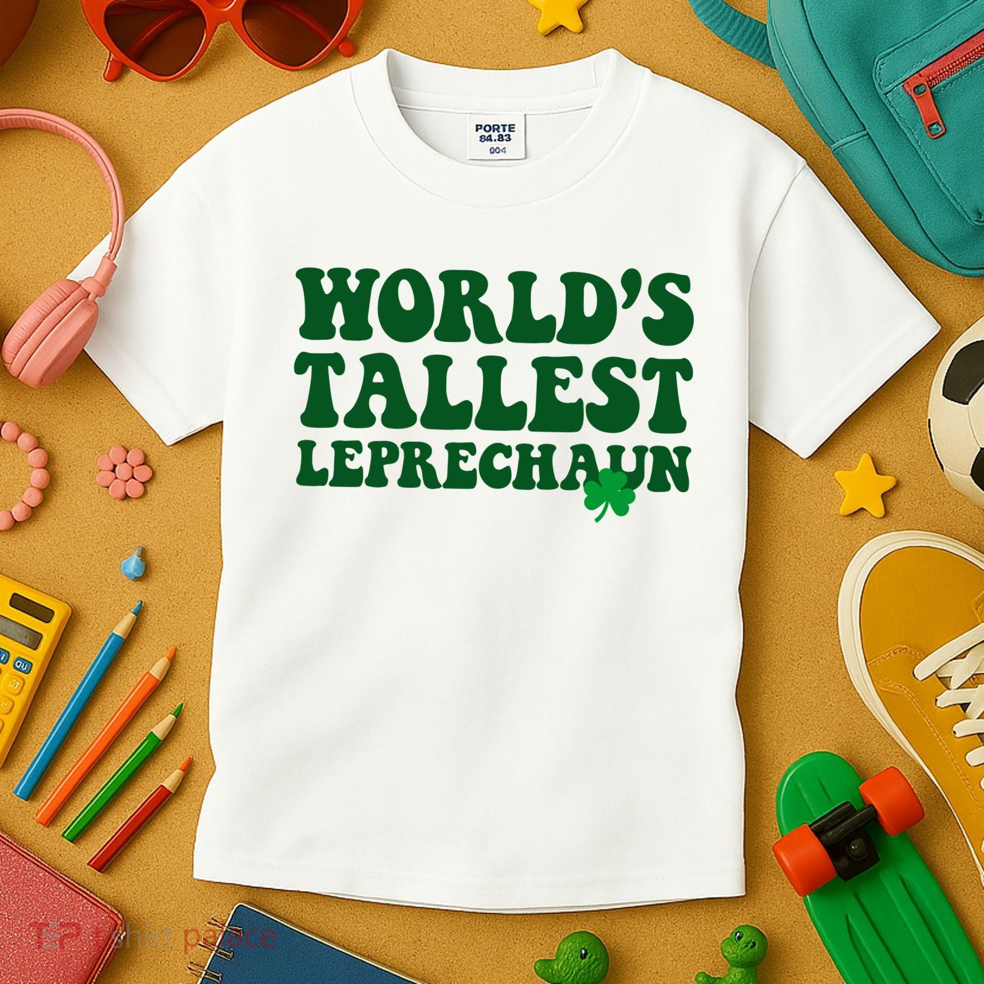 Worlds Tallest Leprechaun St Patricks Clover Kids T-Shirt