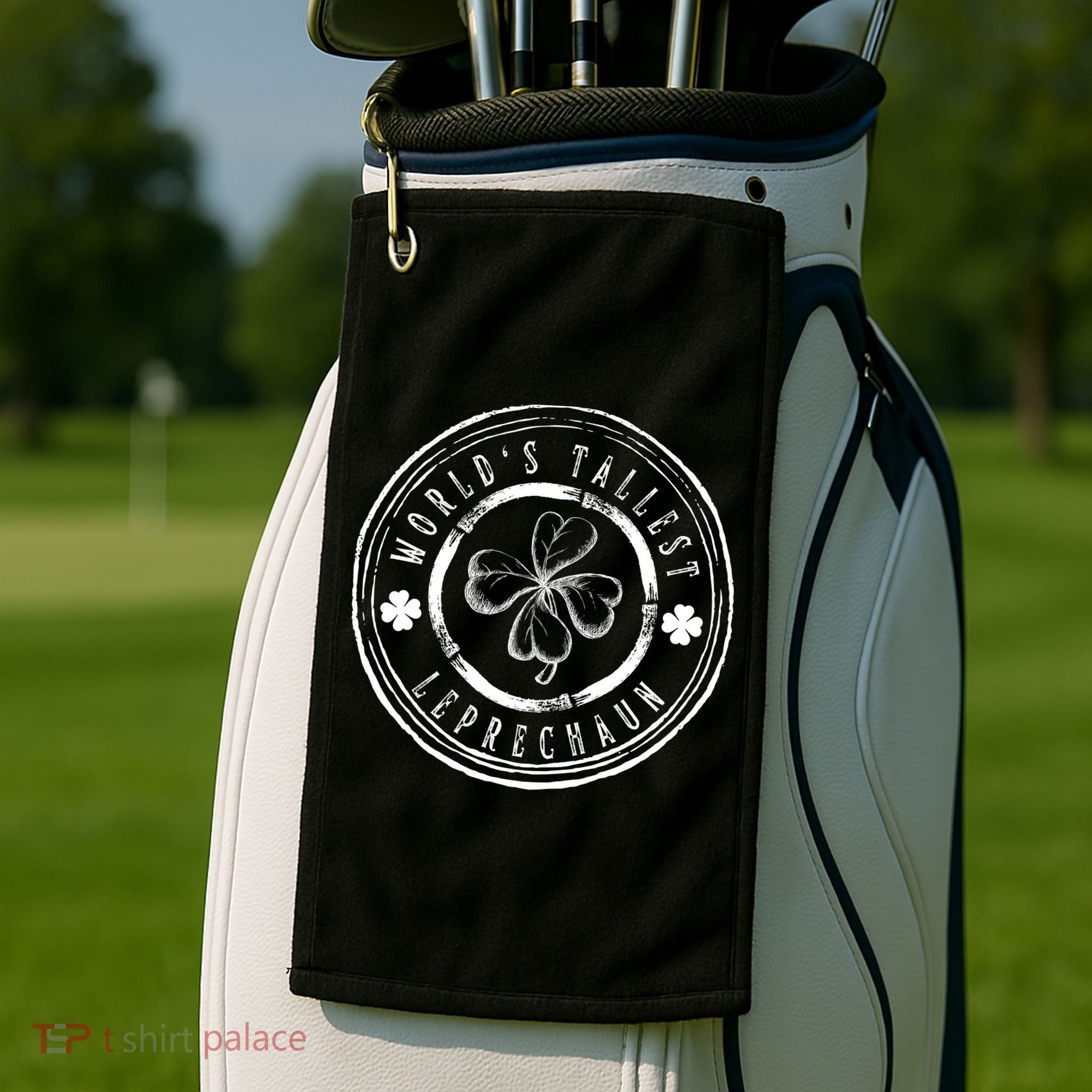 World's Tallest Leprechaun Funny Clovers St Patrick's Day Golf Towel