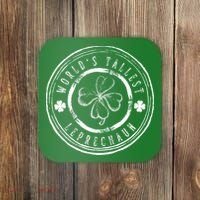 World's Tallest Leprechaun Funny Clovers St Patrick's Day Coaster thumb 0