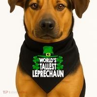 World's Tallest Leprechaun Funny Green St Patricks Day Funny Gift Funny Gift USA-Made Doggie Bandana thumb 1