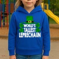 World's Tallest Leprechaun Funny Green St Patricks Day Funny Gift Funny Gift Kids Hoodie thumb 3