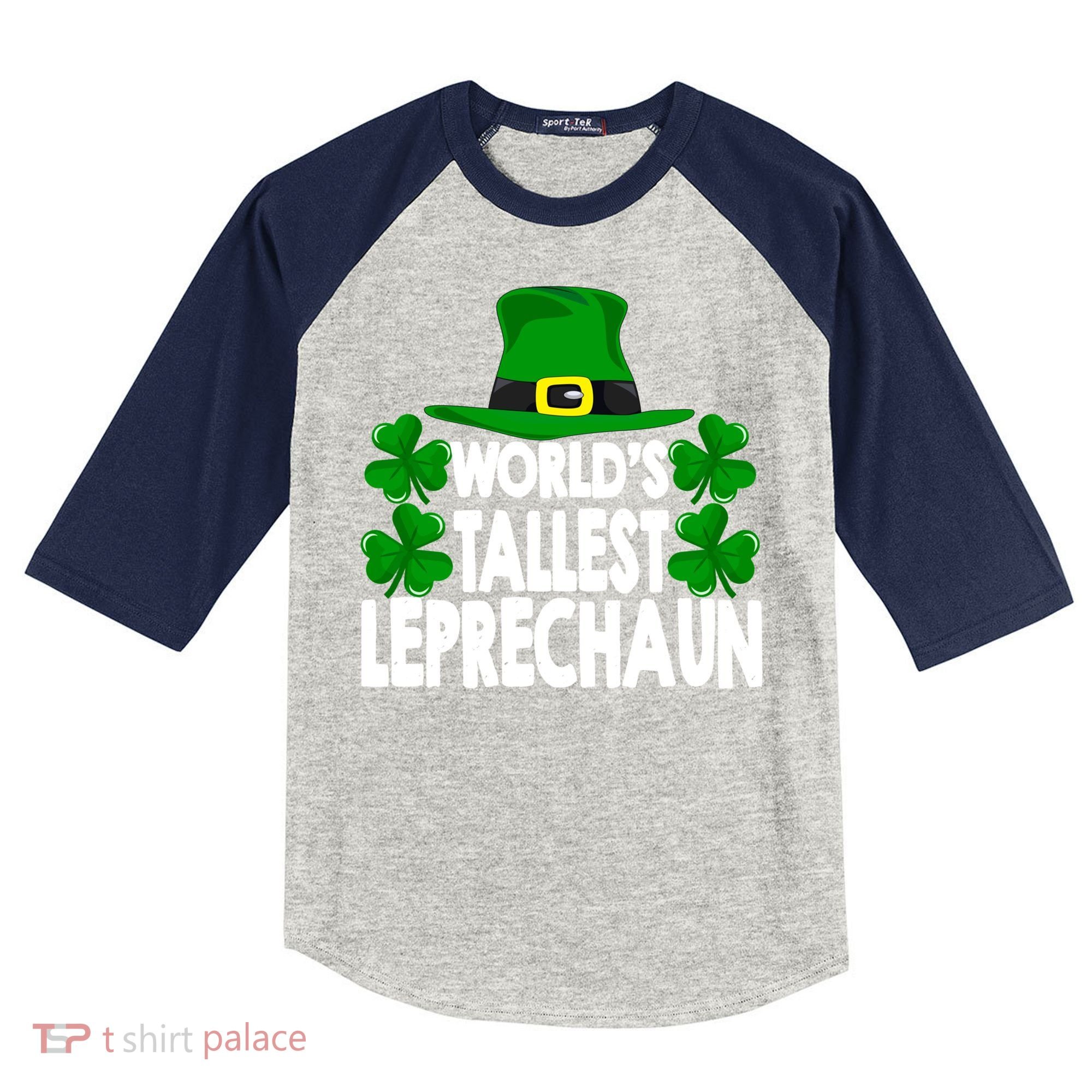 World's Tallest Leprechaun Funny Green St Patricks Day Funny Gift Funny Gift Kids Colorblock Raglan Jersey