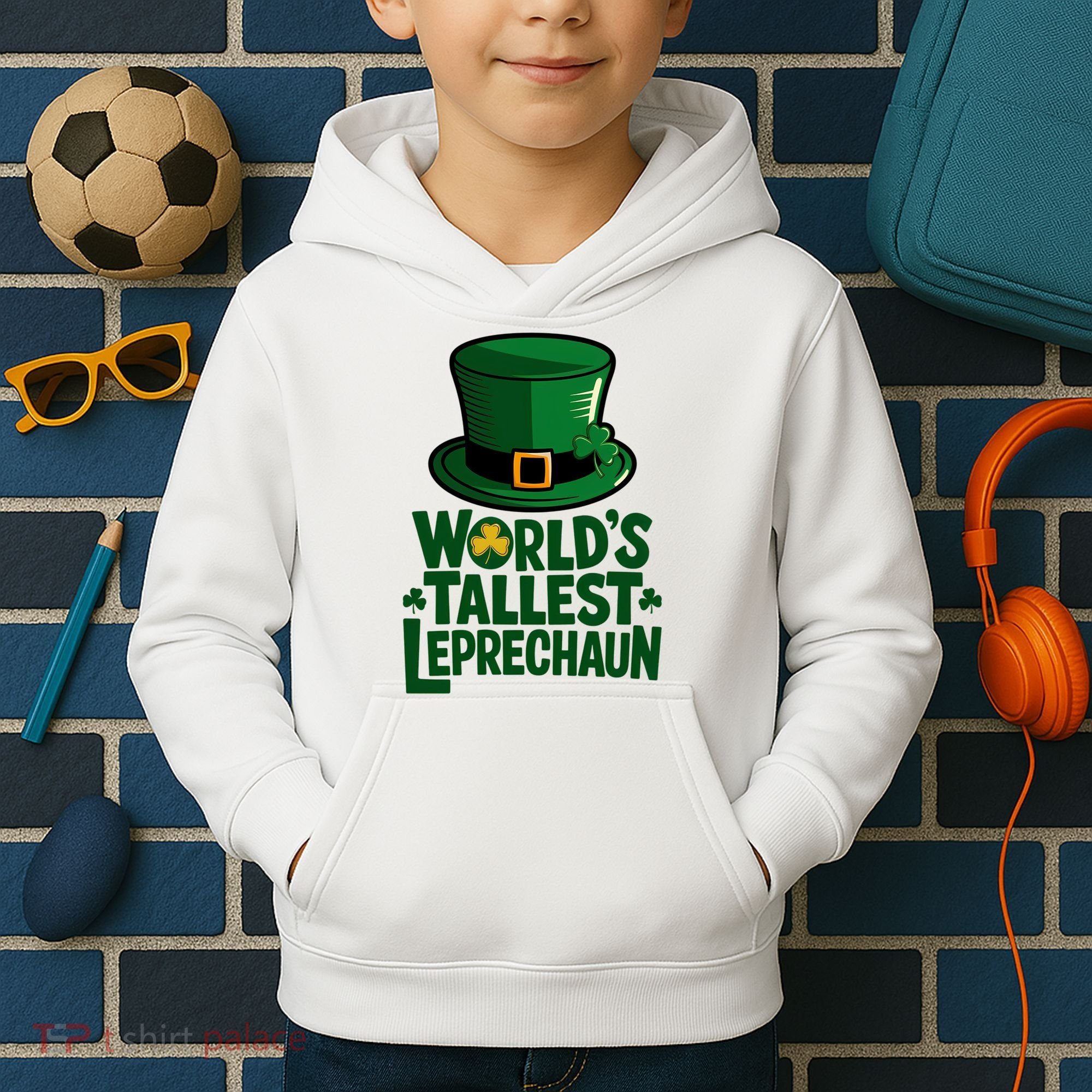 Worlds Tallest Leprechaun St Patricks Day Funny Irish  Kids Hoodie