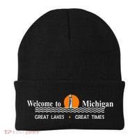 Welcome To Michigan Logo Great Lakes Great Times Beanie thumb 0