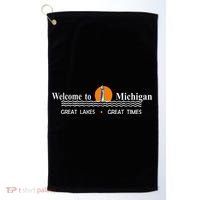 Welcome To Michigan Logo Great Lakes Great Times Golf Towel thumb 0