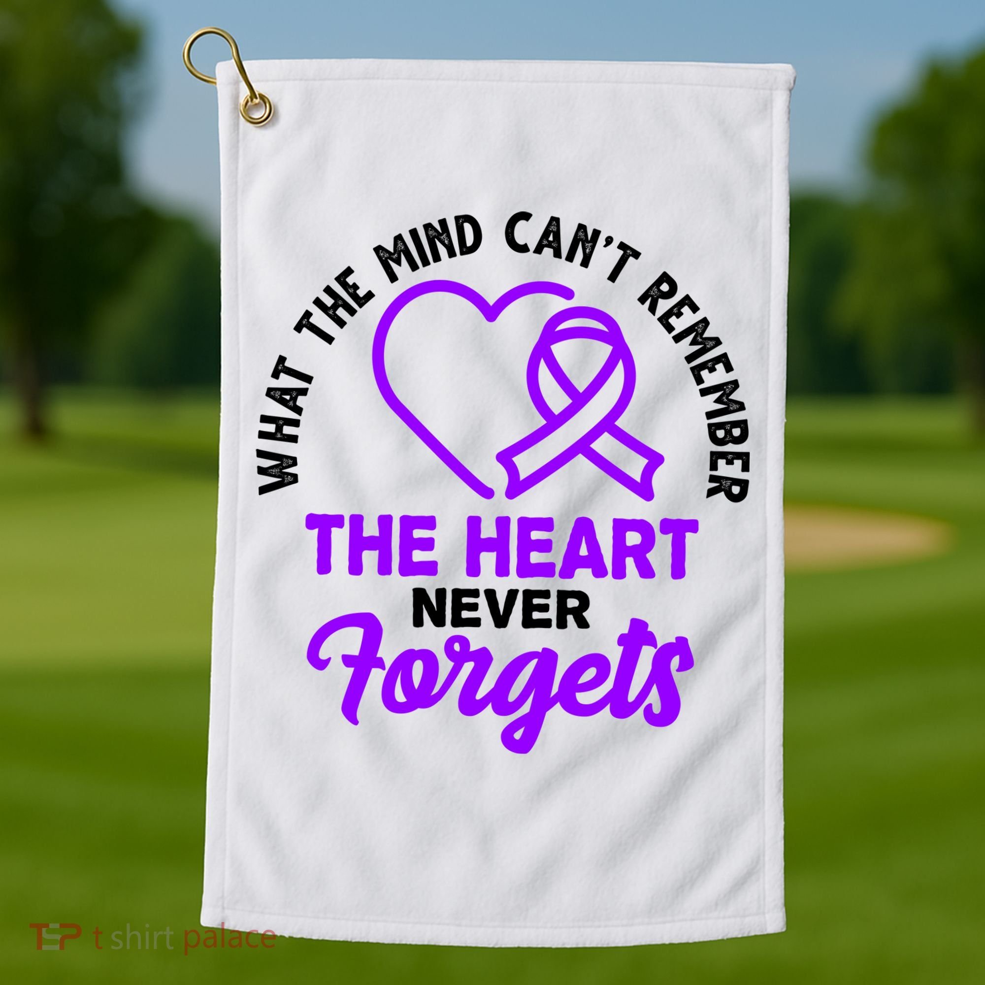 What The Mind Can't Remember The Heart Never Forgets Pancreatic Cancer Golf Towel