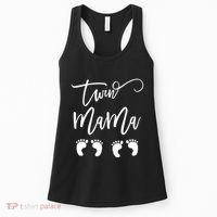 Wo Twin Mama Mom to Be Pregnant with Twins Pregnancy Funny Women's Tank Top thumb 0