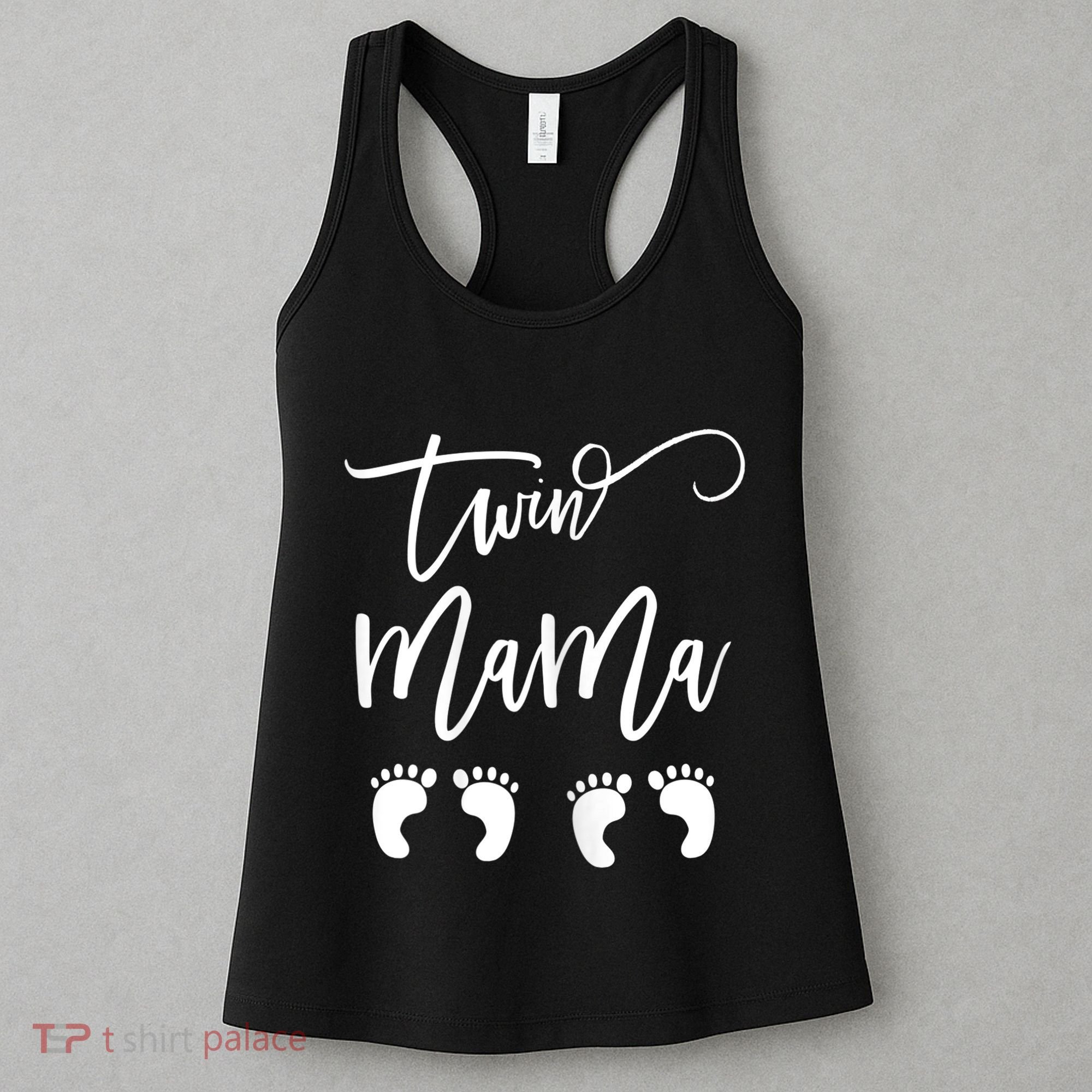 Wo Twin Mama Mom to Be Pregnant with Twins Pregnancy Funny Women's Tank Top