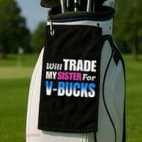 Will Trade My Sister For V Bucks Funny Video Games Player Golf Towel thumb 2