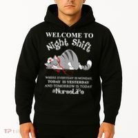 Welcome To Night Shift Where Everyday Is Monday Cat Nurse Hoodie thumb 2