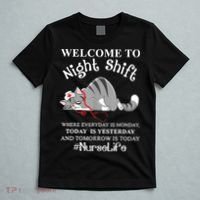 Welcome To Night Shift Where Everyday Is Monday Cat Nurse T-Shirt thumb 5