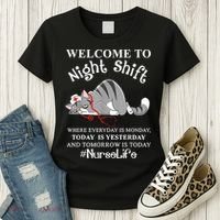 Welcome To Night Shift Where Everyday Is Monday Cat Nurse Women's T-Shirt thumb 3