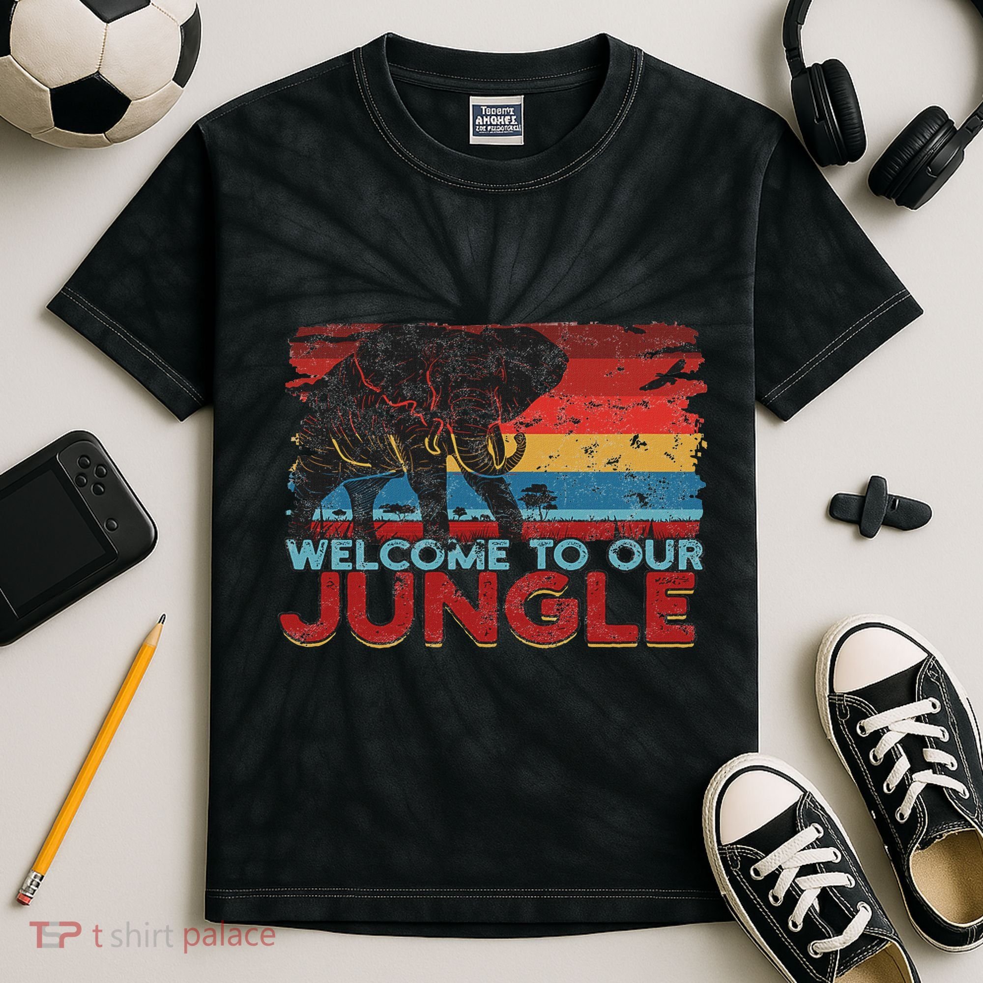 Welcome To Our Jungle Adventure Kids Tie-Dye T-Shirt
