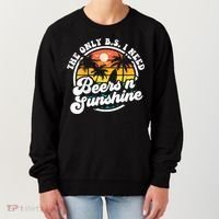 Wo The Only Bs I Need Is Beers And Sunshine Retro Beach Cool Gift Women's Sweatshirt thumb 0