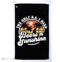 Wo The Only Bs I Need Is Beers And Sunshine Retro Beach Cool Gift Golf Towel thumb 0