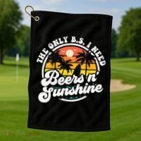 Wo The Only Bs I Need Is Beers And Sunshine Retro Beach Cool Gift Golf Towel thumb 1