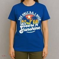 Wo The Only Bs I Need Is Beers And Sunshine Retro Beach Cool Gift T-Shirt thumb 4